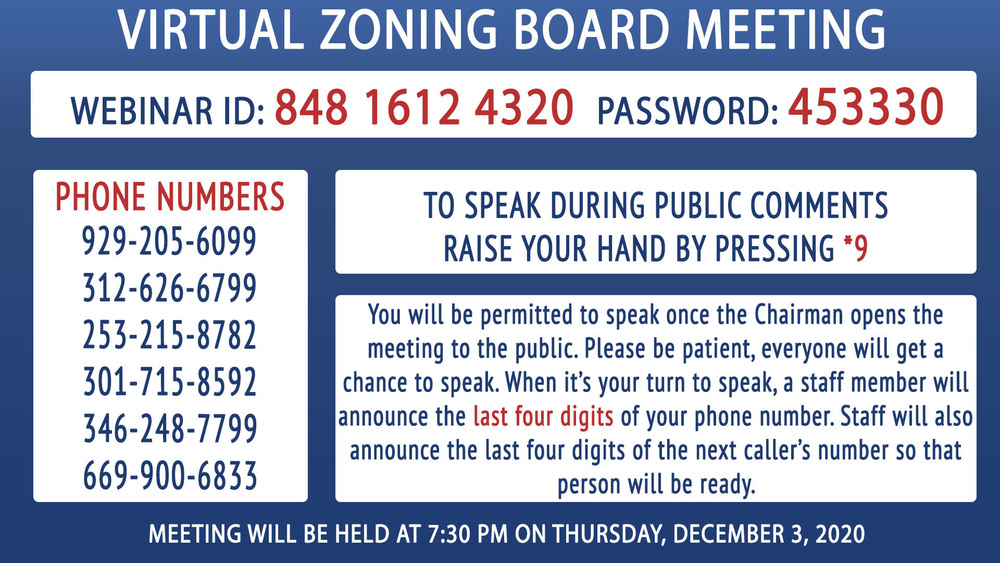 December 3, 2020 Zoning Board Meeting