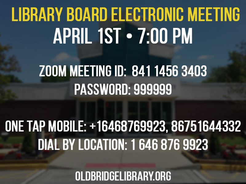 Library Board Special Meeting - April 1st