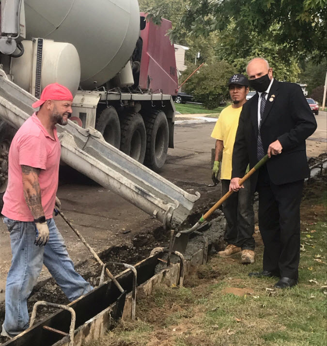 Mayor Henry checks on curb replacement projects