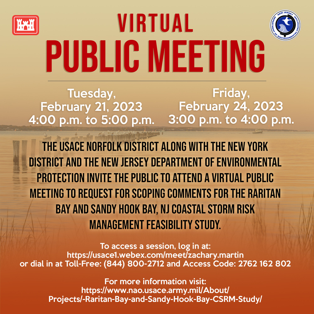 Public Meeting Invitation - Raritan Bay and Sandy Hook Bay, NJ Coastal Storm Risk Management Feasibility Study