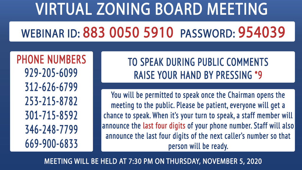 11-5 Zoning Board Meeting Info