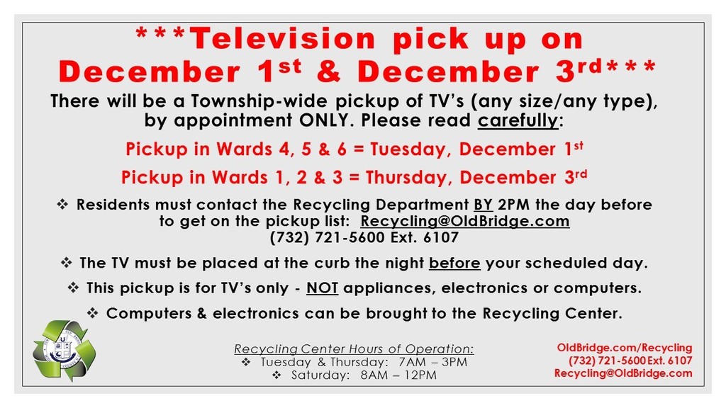 Recycling Reminder - TV Pickup