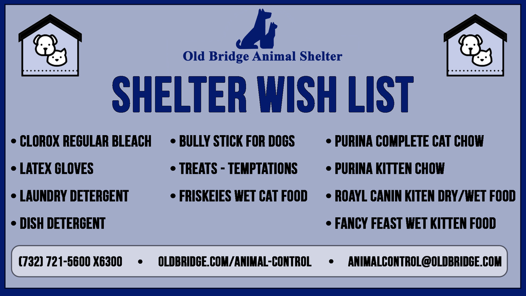 Old bridge Animal Shelter Wish List