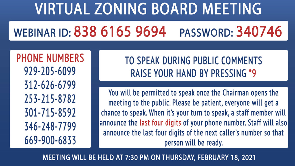 Zoning Meeting Info