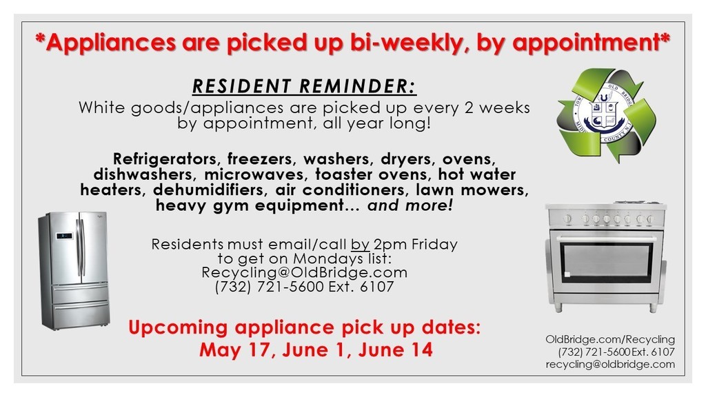 White Goods Pick Up Dates