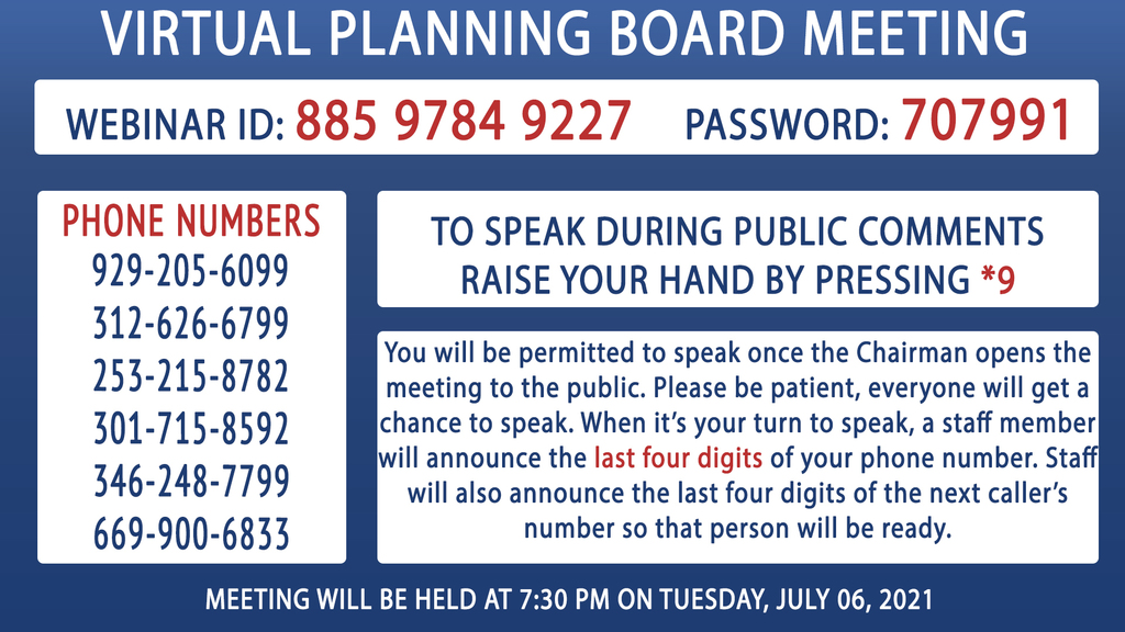 Planning Board Meeting Details