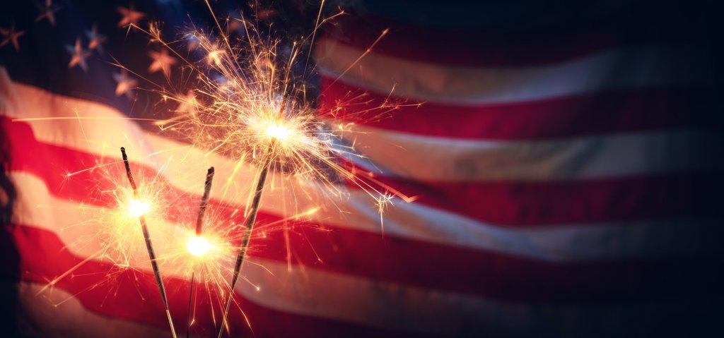 American Flag and Fireworks
