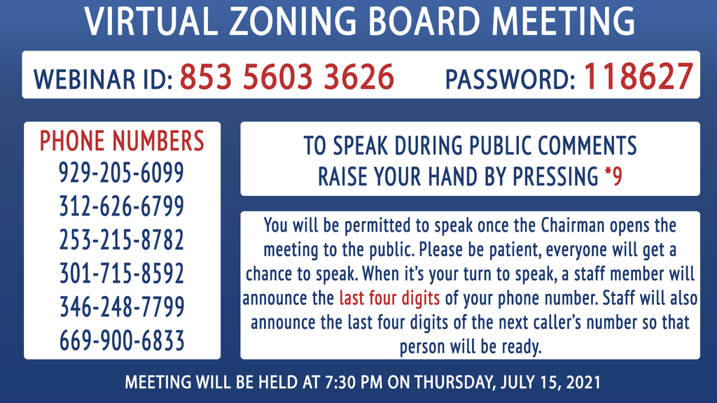 Zoning Meeting Info